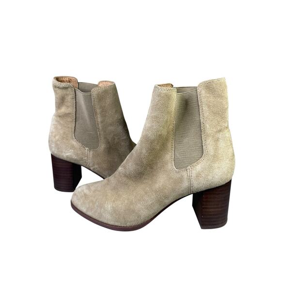 Madewell The Laura Chelsea Boot Suede Camel Tan Block Heel Ankle Boots 6.5 - Picture 3 of 9
